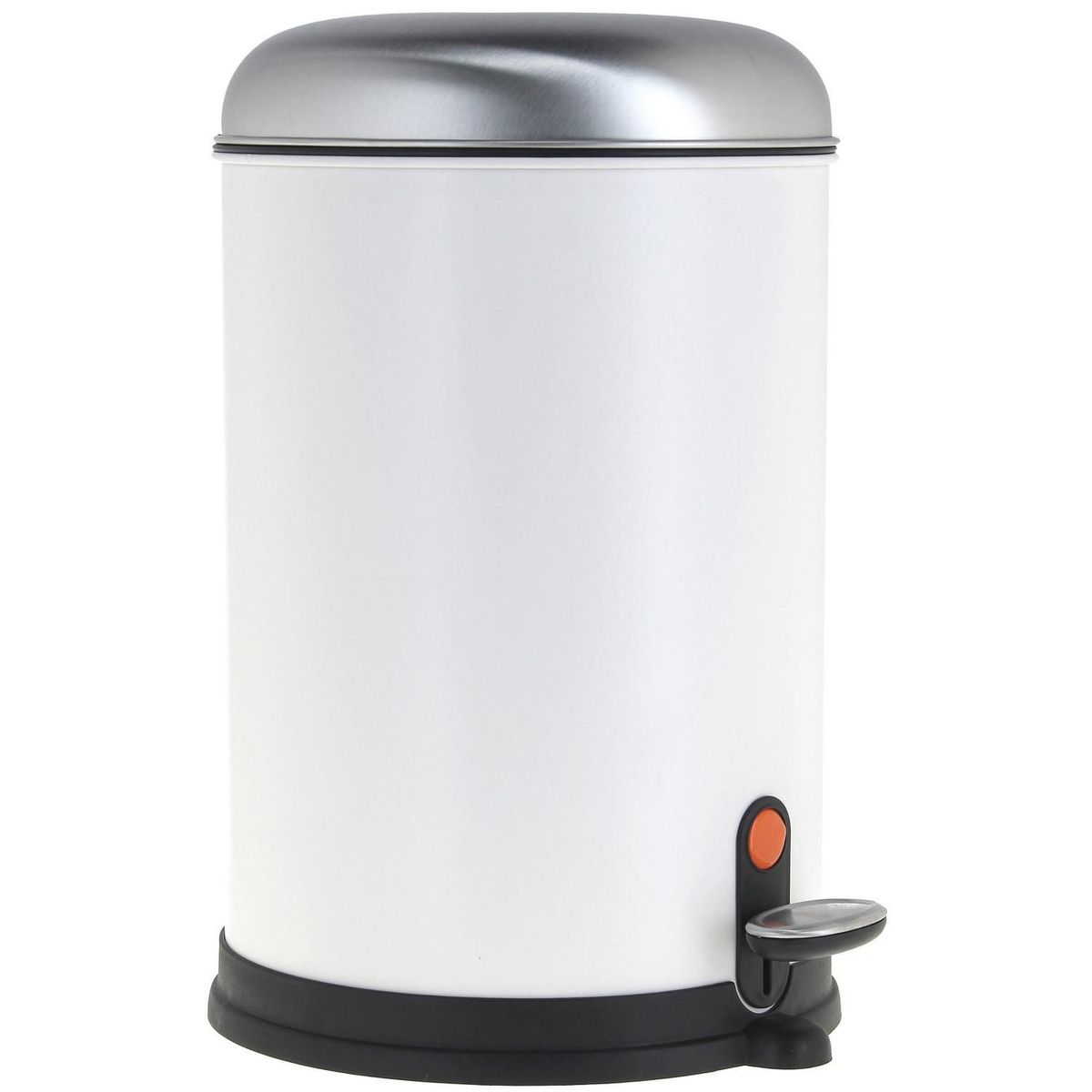 Lixeira 12l Redonda Metal Pedal Cromada Branca Just Home Collection, marca Just Home Collection - Foto Principal