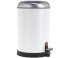 Lixeira 12l Redonda Metal Pedal Cromada Branca Just Home Collection