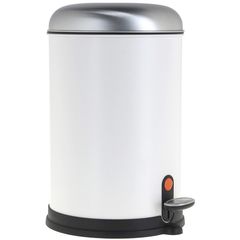 Lixeira 12l Redonda Metal Pedal Cromada Branca Just Home Collection