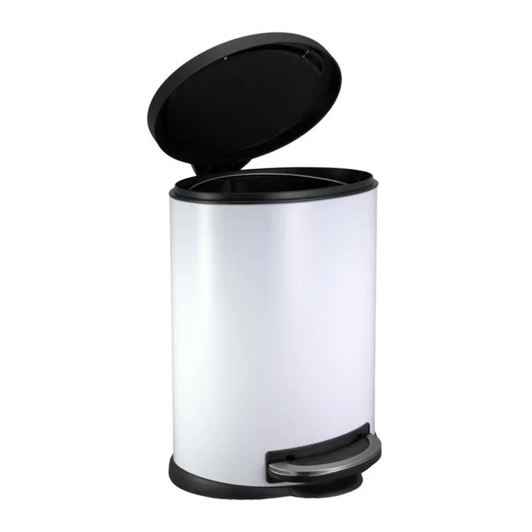 Lixeira 12l Metal Lunar Pedal Branca e Preta Just Home Collection