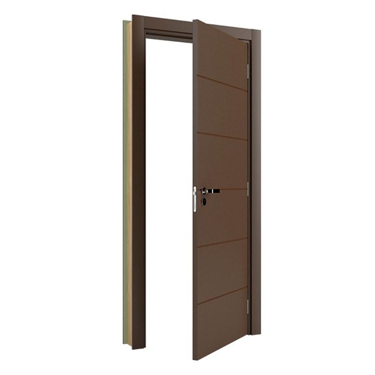 Porta Montada de Giro Frisada Madeira Solida MDP Ipê Acabado Esquerda 210x72x14cm Bella, marca Vert - Foto Principal
