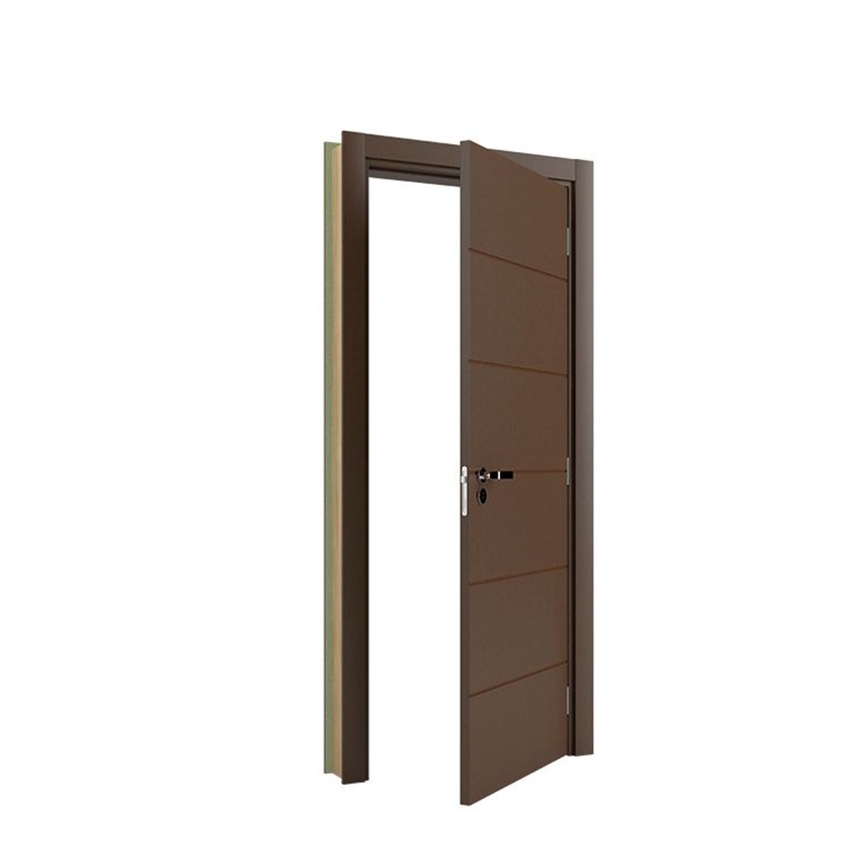 Porta Montada de Giro Frisada Madeira Solida MDP Ipê Acabado Esquerda 210x82x14cm Bella, marca Vert - Foto Principal