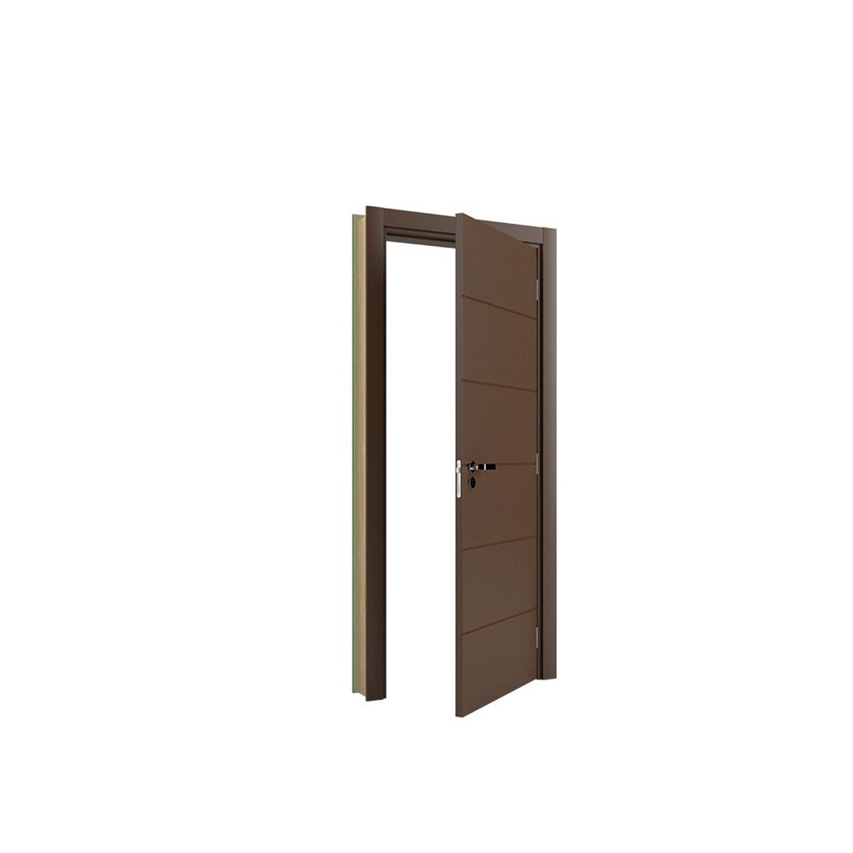 Porta Montada de Giro Frisada Madeira Solida MDP Ipê Acabado Esquerda 210x82x14cm Bella, marca Vert - Foto Principal