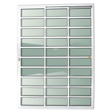 Porta de Correr com Travessa Alumnio Branco 3 Folhas Esquerda 210x120x11,5cm Super 25