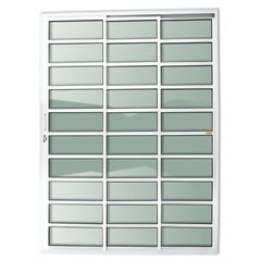 Porta de Correr com Travessa Alumínio Branco 3 Folhas Esquerda 210x180x11,5cm Super 25