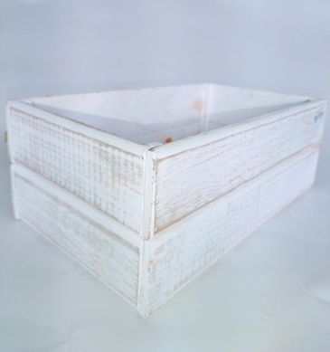 Cachepo de Madeira de Demolio Branco 18x35cm