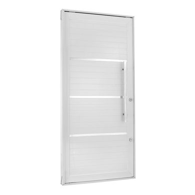 Porta Pivotante e Friso Alumnio Branco Esquerda 220x100x8,6cm Topsul