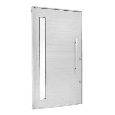 Porta Pivotante e Visor Alumnio Branco Direita 220x100x8,6cm Topsul