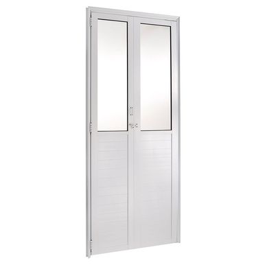 Porta Camaro e Vidro Alumnio Branco Direita 210x90x6cm Fortsul
