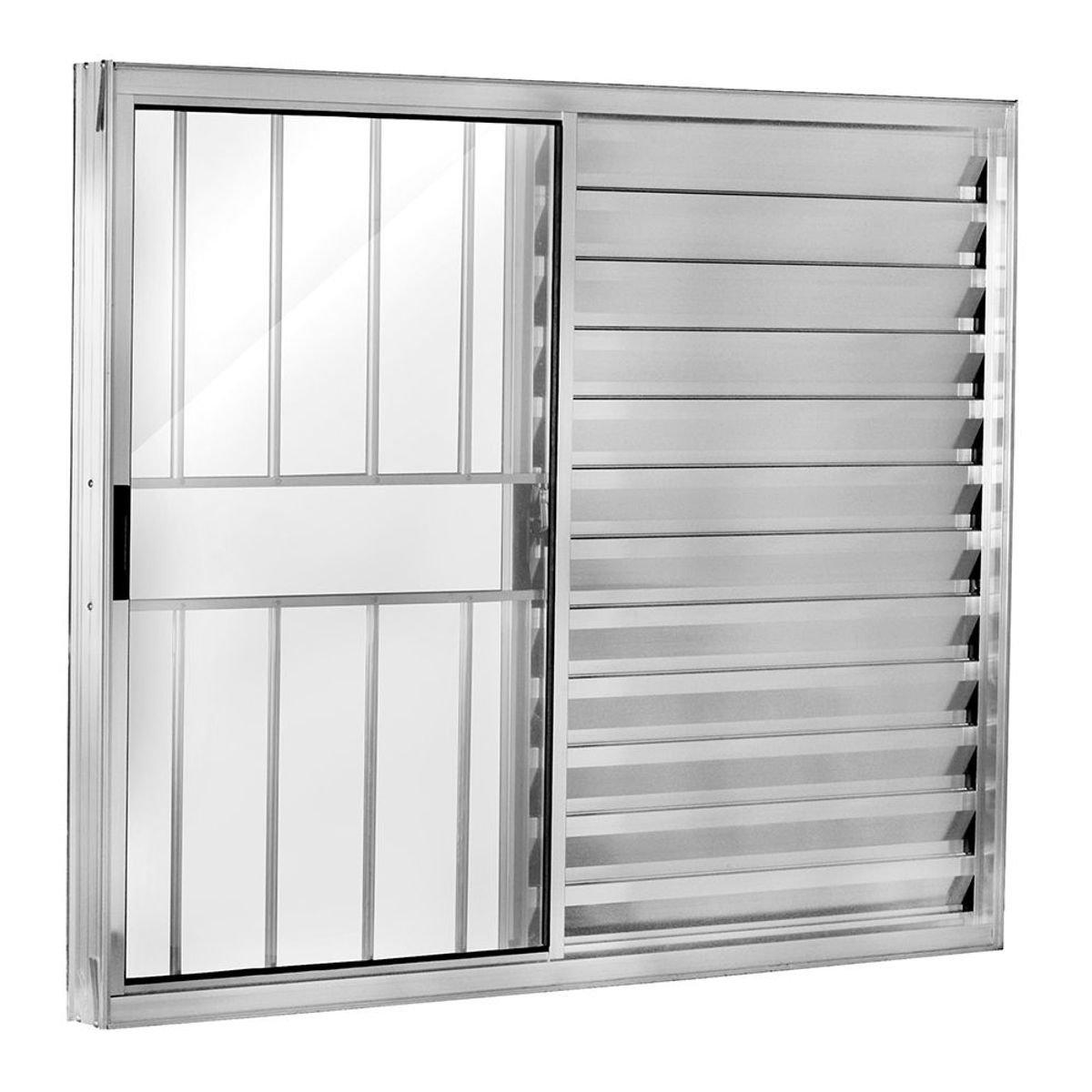 Janela Veneziana Alumínio Brilhante 3 Folhas Com Grade Esquerda 120x150x8cm Ecosul, marca Esquadrisul - Foto Principal