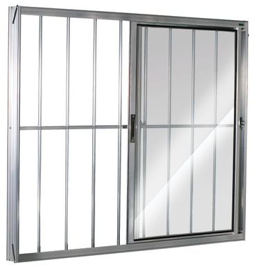 Janela de Correr Alumnio Brilhante 2 Folhas Com Grade Esquerda 100x120x8cm Ecosul