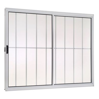 Janela de Correr Alumnio Branco 2 Folhas Com Grade Direita 100x120x8cm Ecosul