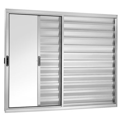Janela Veneziana Alumnio Brilhante 3 Folhas Direita 100x100x8cm Ecosul