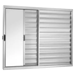 Janela Veneziana Alumínio Brilhante 3 Folhas Direita 100x120x8cm Ecosul