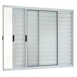 Janela Veneziana Alumínio Branco 3 Folhas Esquerda 100x100x8cm Ecosul
