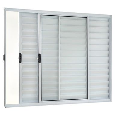 Janela Veneziana Alumnio Branco 3 Folhas Esquerda 100x100x8cm Ecosul