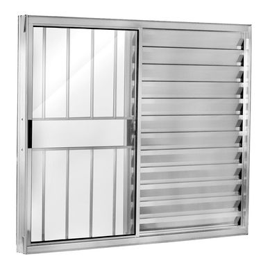 Janela Veneziana Alumnio Brilhante 3 Folhas Com Grade Esquerda 100x150x8cm Ecosul