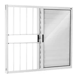 Janela Veneziana Alumínio Branco 3 Folhas Com Grade Esquerda 100x100x8cm Ecosul