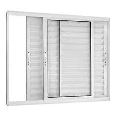 Janela Veneziana Alumínio Branco 3 Folhas Móveis 100x120x10cm Topsul