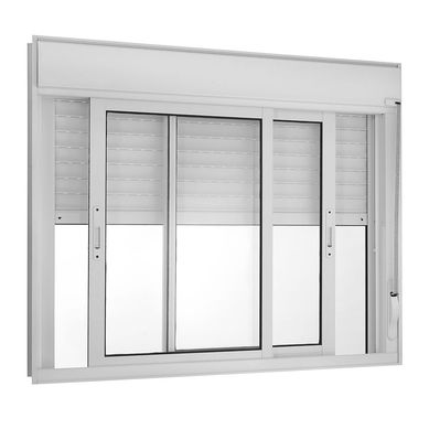Janela Integrada Veneziana Alumnio Branco 2 Folhas Mveis 120x150x12cm Topsul