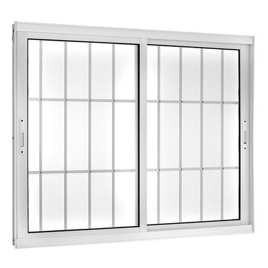 Janela de Correr Alumnio Branco 2 Folhas Com Grade Mveis 100x150x10cm Topsul