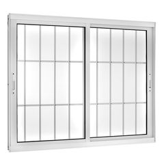 Janela de Correr Alumínio Branco 2 Folhas Com Grade Móveis 120x120x10cm Topsul