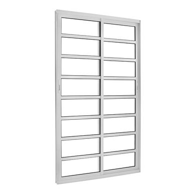 Porta de Correr com Travessa Alumnio Branco 2 Folhas Mveis 210x120x8,6cm Topsul