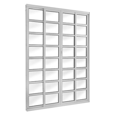 Porta de Correr com Travessa Alumnio Branco 4 Folhas Central 210x150x12cm Topsul