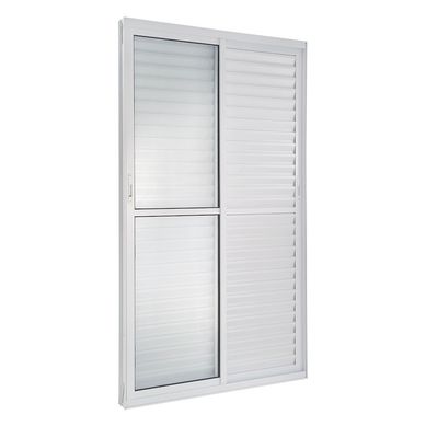 Porta Balco Veneziana de Correr Alumnio Branco 3 Folhas Mveis 210x150x12cm Topsul