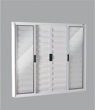 Janela Veneziana Alumnio Branco 6 Folhas Central 100x100x8cm Ecosul