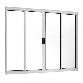 Janela de Correr Alumnio Branco 4 Folhas Central 100x200x5cm Ecosul