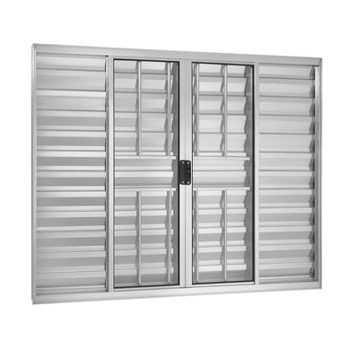 Janela Veneziana Alumnio Brilhante 6 Folhas Com Grade Central 100x100x8cm Ecosul