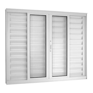 Janela Veneziana Alumnio Branco 6 Folhas Central 100x200x10cm Topsul