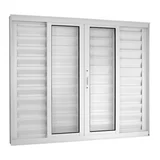 Janela Veneziana Alumínio Branco 6 Folhas Central 100x150x10cm Topsul