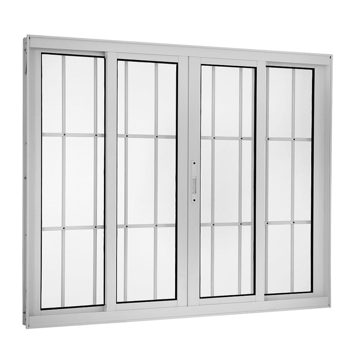 Janela de Correr Alumínio Branco 4 Folhas Com Grade Central 120x150x10cm Topsul, marca Esquadrisul - Foto Principal
