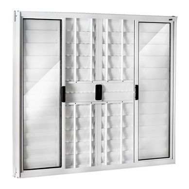 Janela Veneziana Alumnio Branco 6 Folhas Com Grade Central 120x150x8cm Ecosul