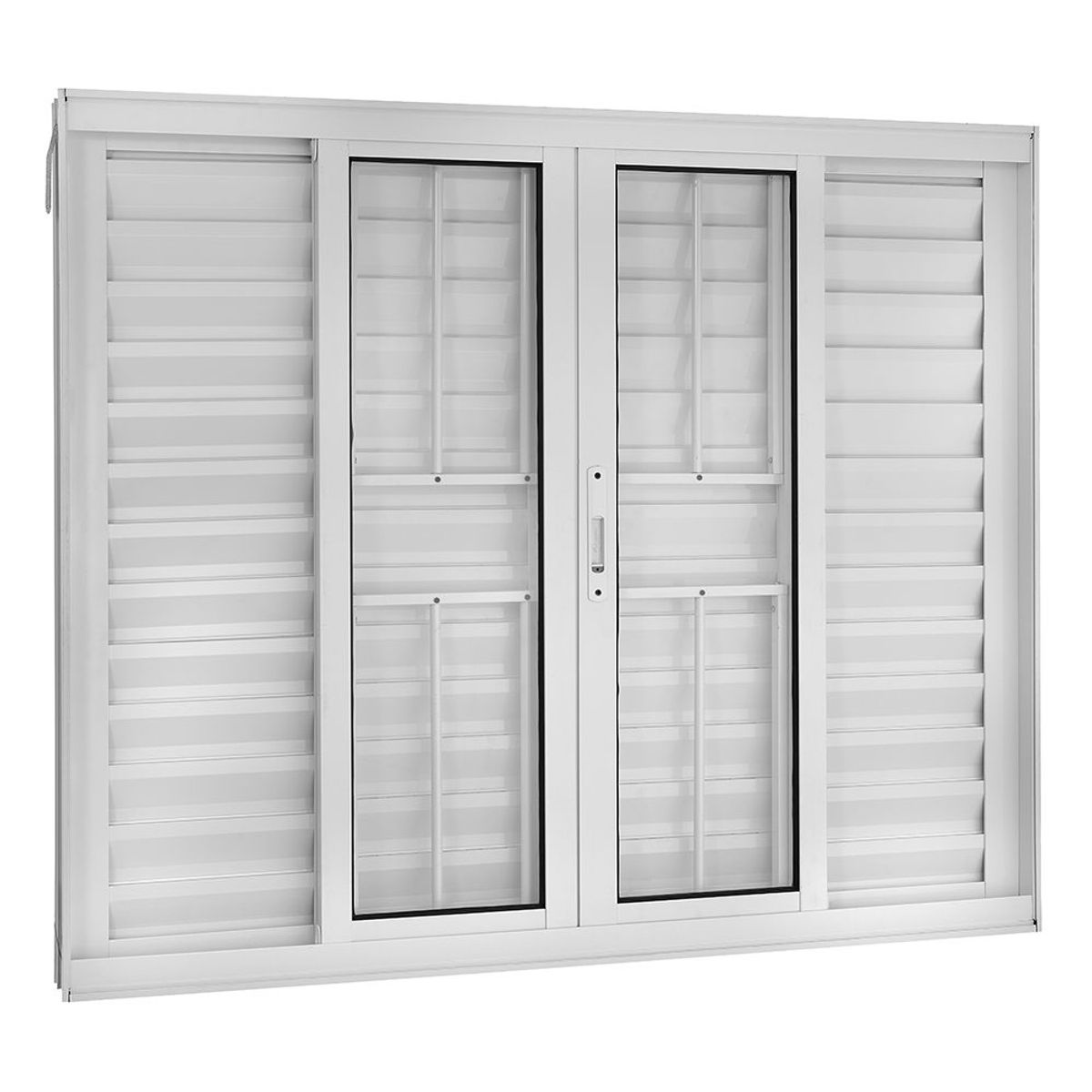 Janela Veneziana Alumínio Branco 6 Folhas Com Grade Central 100x200x12cm Topsul, marca Esquadrisul - Foto Principal