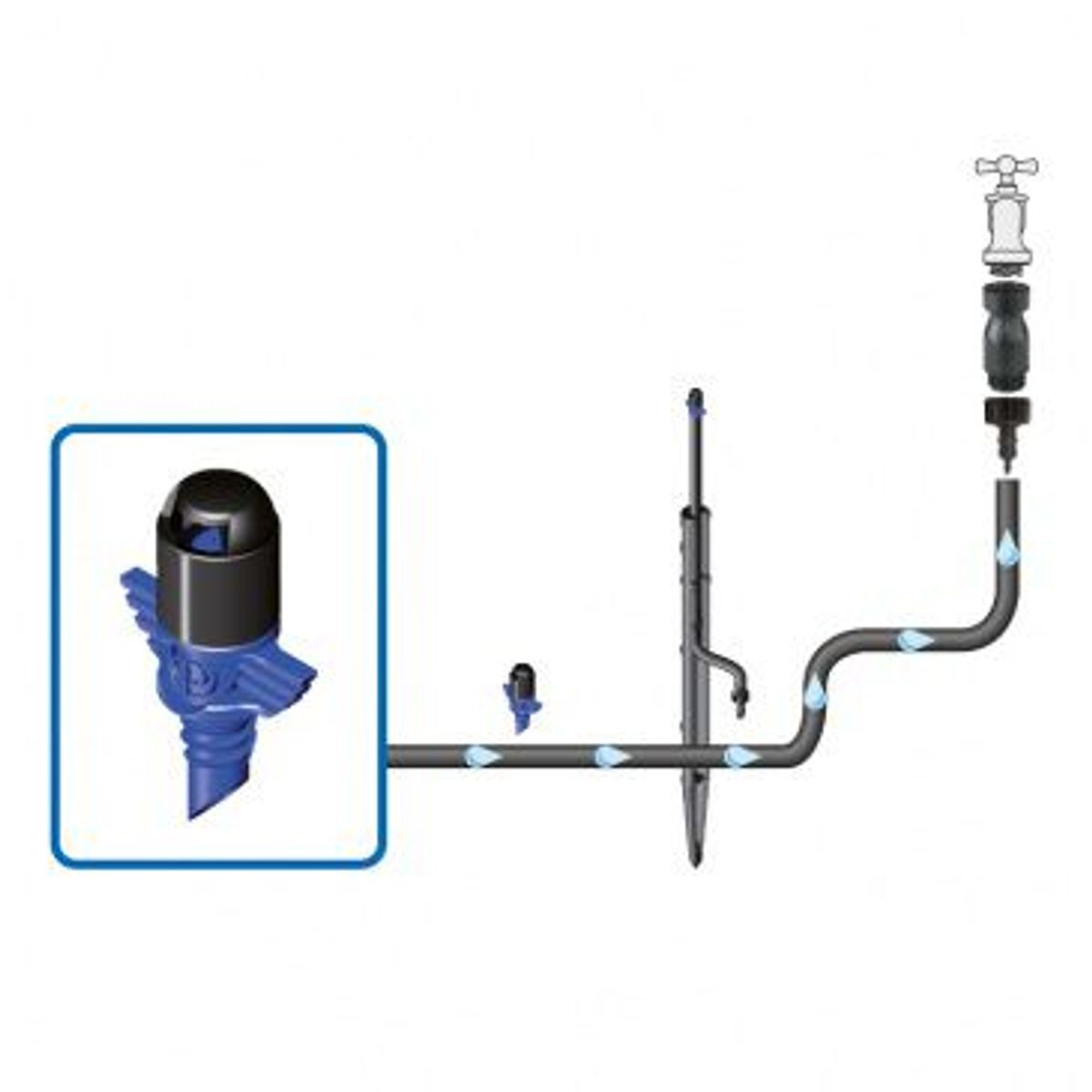 Microaspersor Aquila-Jet Fixo 90° Preto e Azul, marca Gf - Foto 2
