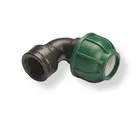Conector de Compressão Angular 90° para Tubo 25mmx3/4" Fêmea Preto e Verde