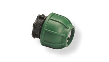 Conector de Compresso Tampo para Tubo PE 25mm Preto e Verde