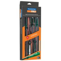 Kit Eletricista 6 Chaves Isoladas 1000V 3 Chaves de Fenda Ponta Chata e 3 Ponta Cruzada Phillips