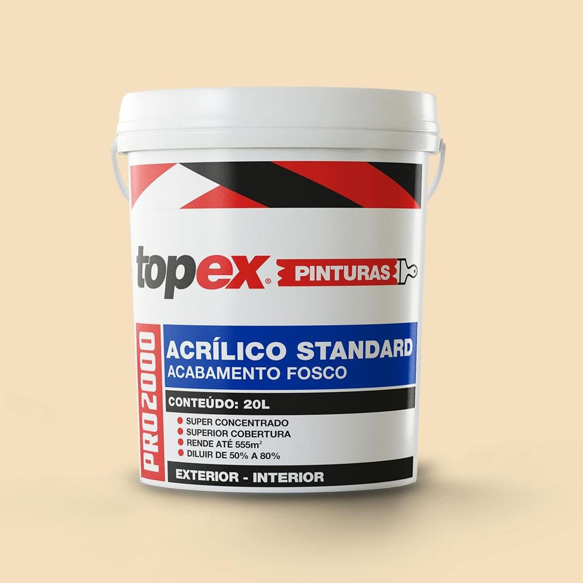 Tinta Acrílica Standard Topex Pro 2000 Fosco Areia 20 litros Qualyvinil, marca Qualyvinil - Foto Principal