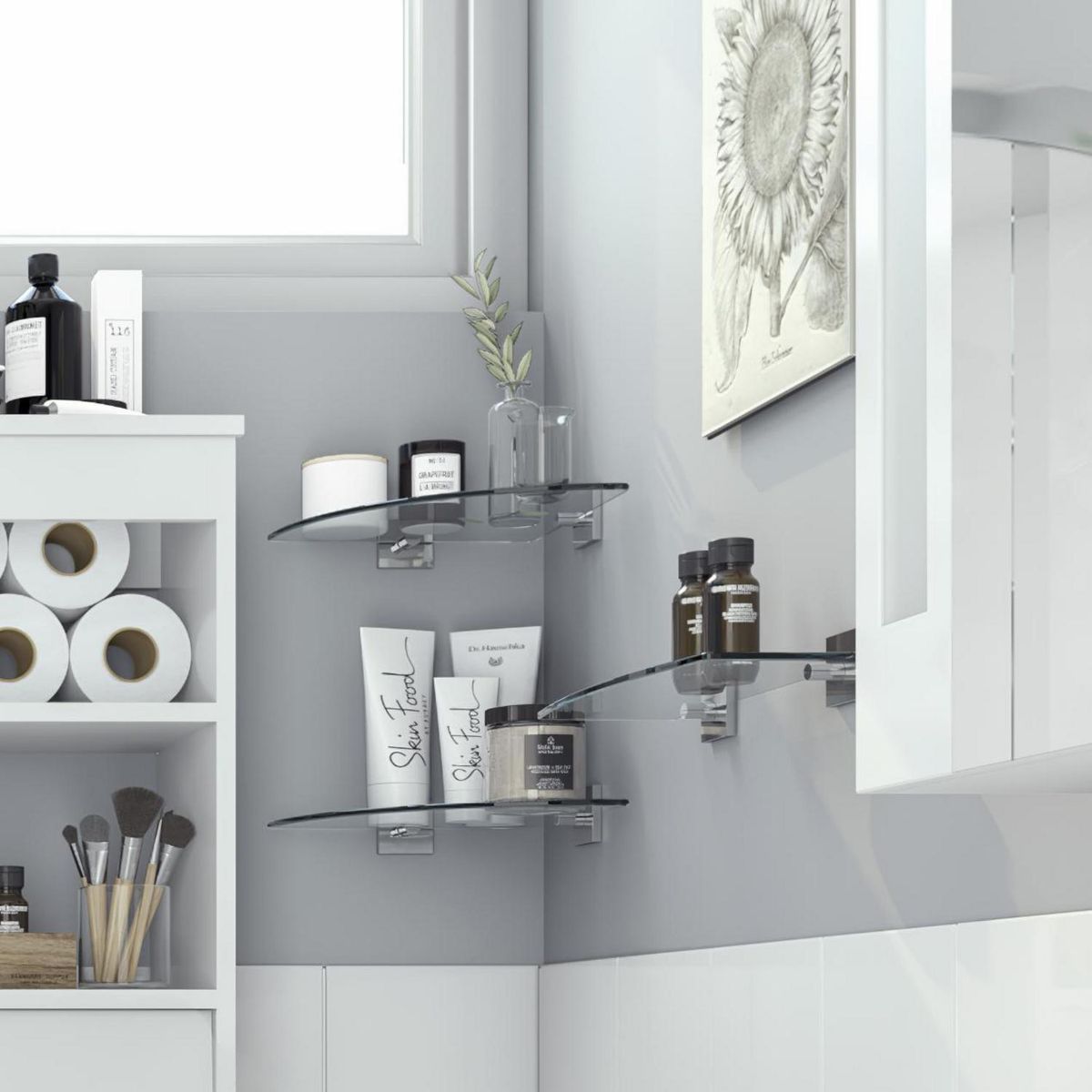 Prateleira Triangular Vidro Premium Sensi D'acqua Verona Cromado, marca Sensi Dacqua - Foto Principal