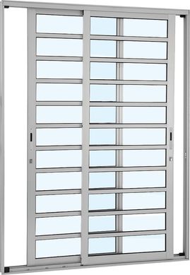 Porta de Correr com Travessa Alumnio Branco 2 Folhas 216x160x9,2cm Alumifort