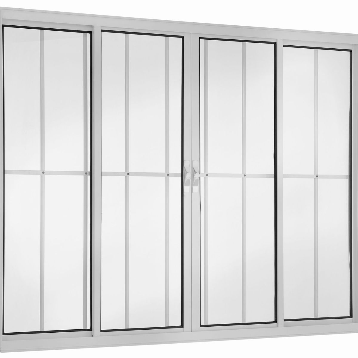 Janela de Correr Alumínio Branco 4 Folhas Com Grade Central 100x120x8cm Fortsul, marca Esquadrisul - Foto Principal