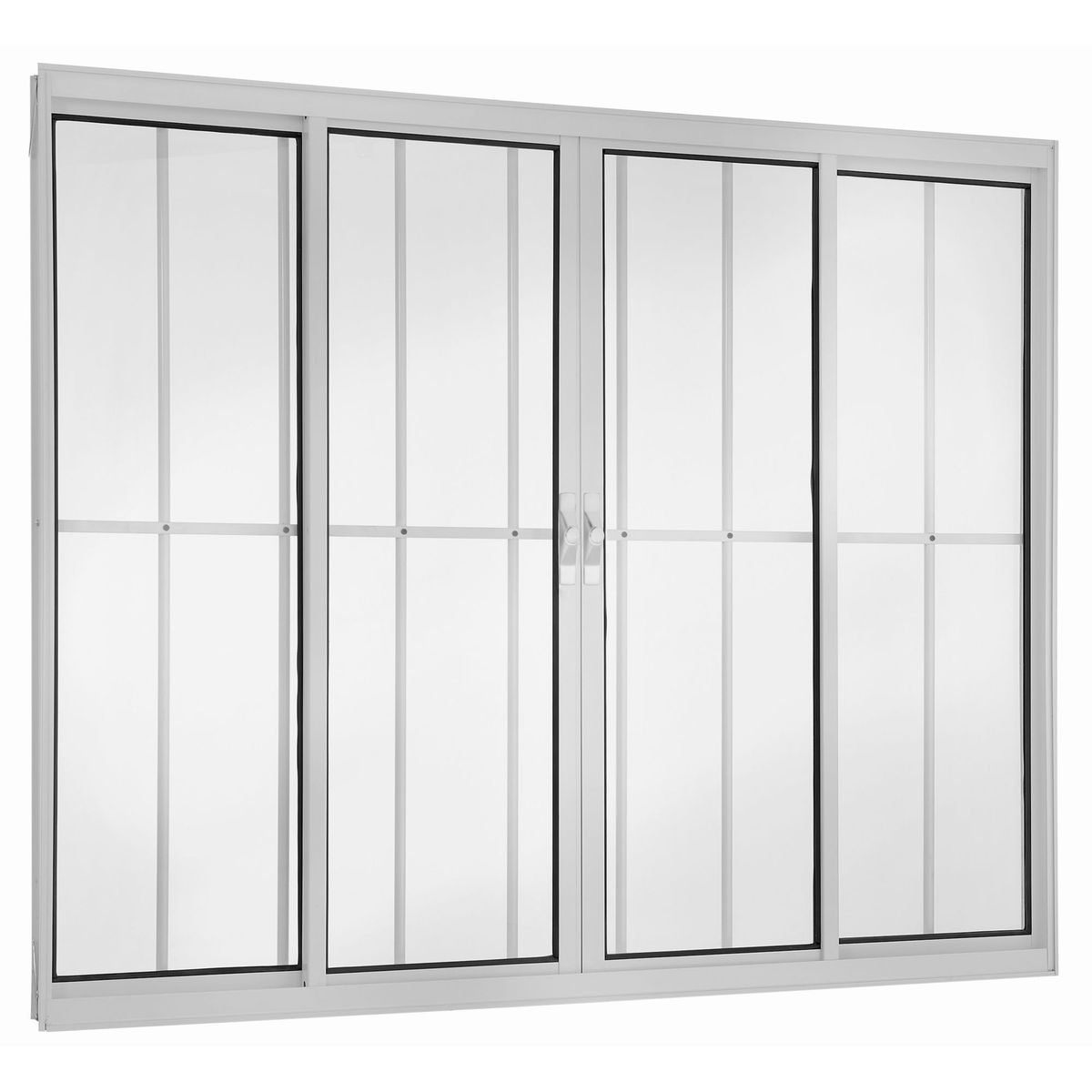 Janela de Correr Alumínio Branco 4 Folhas Com Grade Central 100x120x8cm Fortsul, marca Esquadrisul - Foto Principal