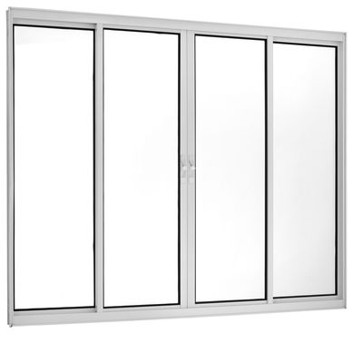 Janela de Correr Alumnio Branco 4 Folhas Central 100x150x5cm Fortsul