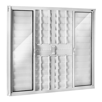 Janela Veneziana Alumnio Branco 6 Folhas Com Grade Central 100x200x8cm Fortsul