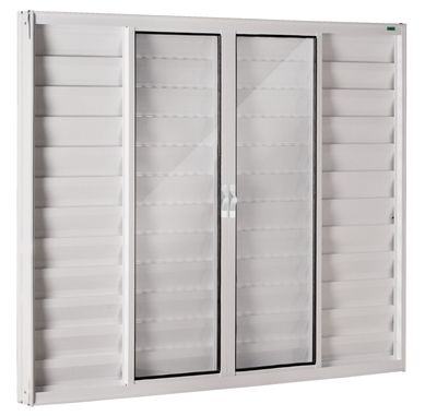 Janela Veneziana Alumnio Branco 6 Folhas Central 100x150x8cm Fortsul