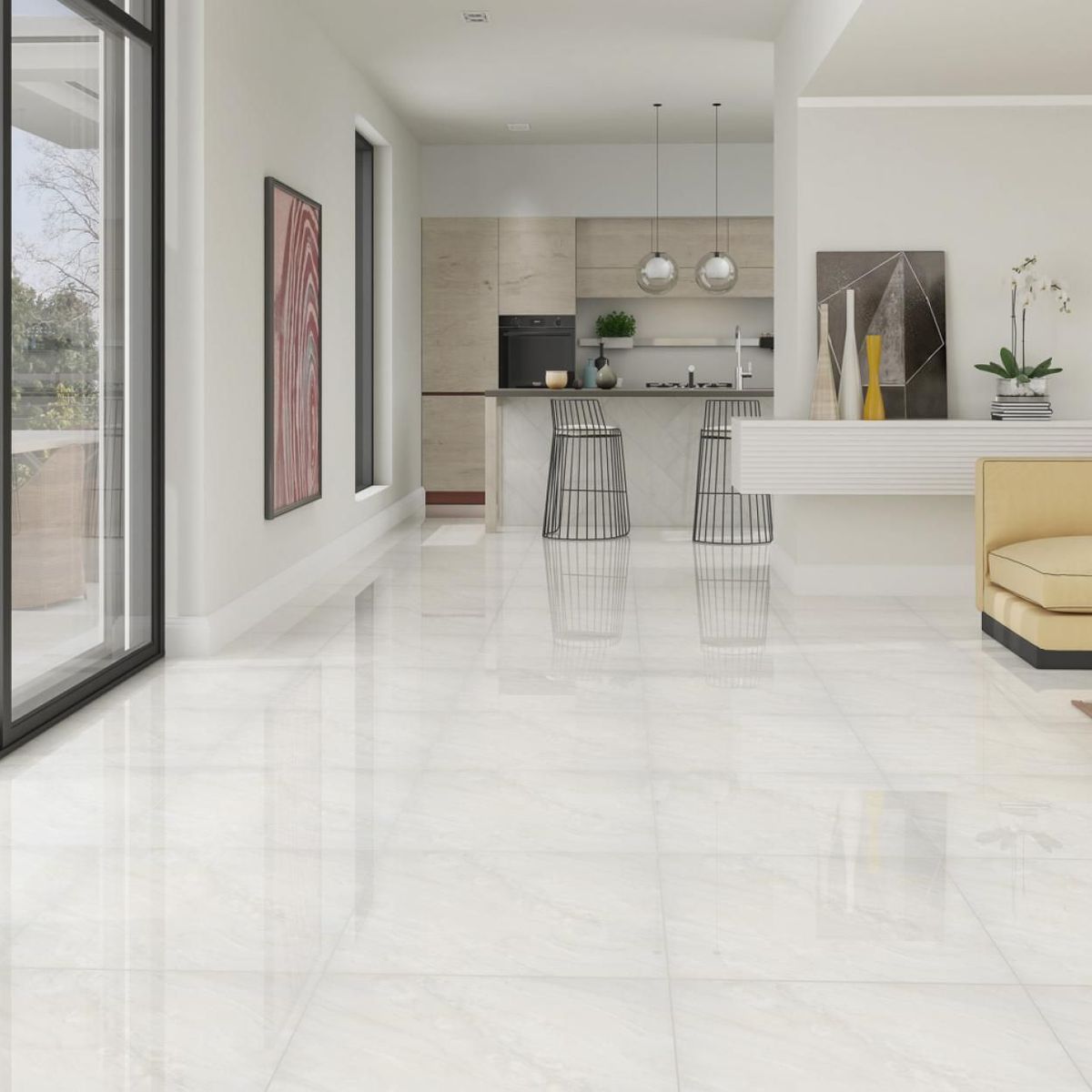 Porcelanato Polido PPI55410R 55x55cm Caixa 2,12m² Bege Claro, marca Incefra - Foto 2